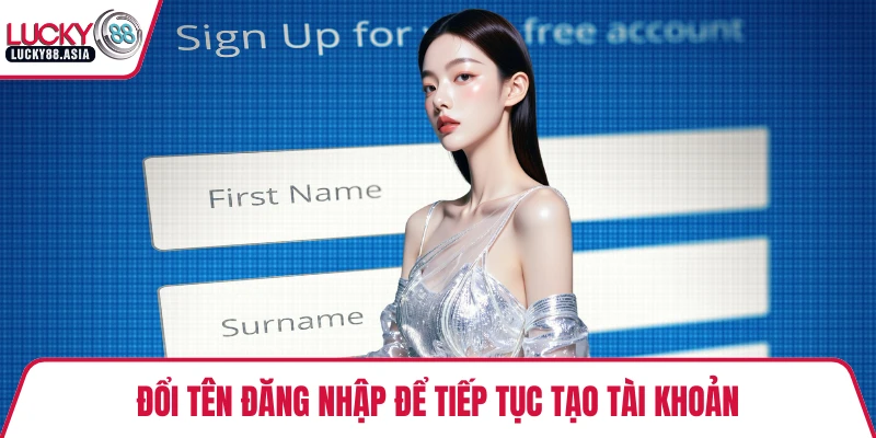 Đổi tên đăng nhập để tiếp tục tạo tài khoản